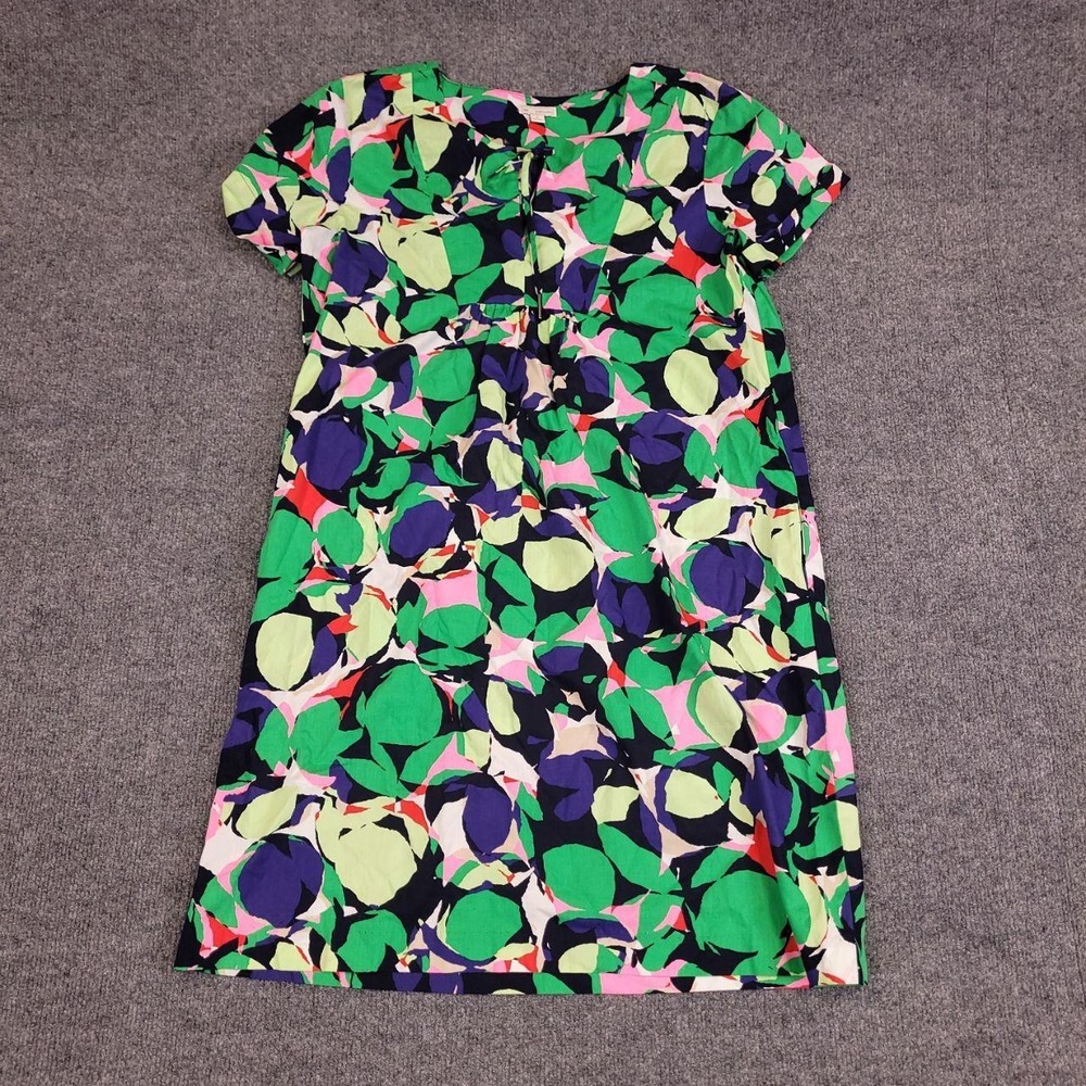 Gap Green, purple, and pink abstract leaf print dress with tie back SZ Small